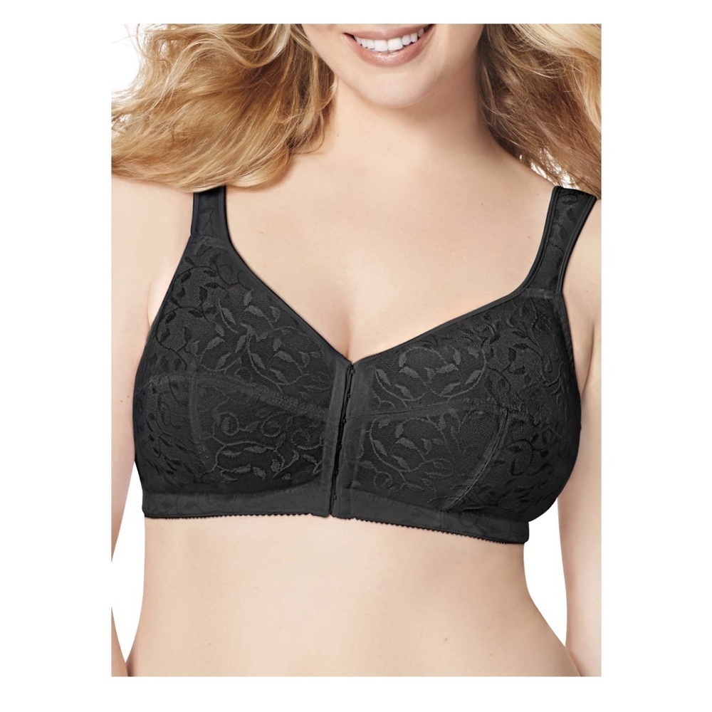 Playtex Just My Size Bra BLACK Easy On Front Closure • Plus Size